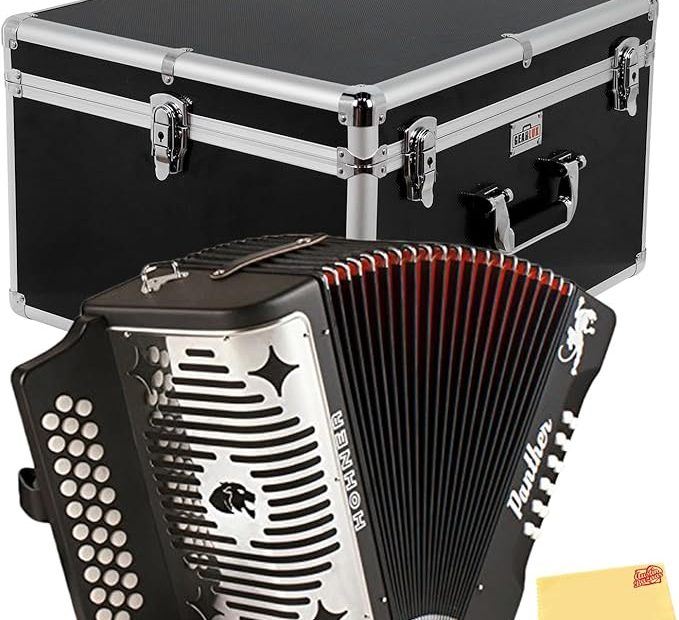 Hohner Panther Diatonic Accordion Keys G/c/f Bundle With Hard Case And Polishing Cloth