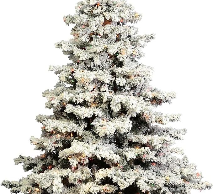 Vickerman Artificial 7.5 Ft Flocked Alaskan Pine Christmas Tree